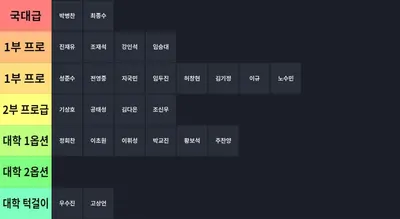 가비지타임 주관적 농구실력 티어표