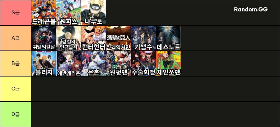 애니메이션 티어 (50개)